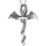 S925 Sterling Silver Punk Oxidized Vintage Dragon Wing Sword Pendant Necklace S925 Sterling Silver Punk Oxidized Vintage Dragon Wing Sword Pendant Necklace