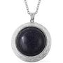 Shop LC Delivering Joy Locket Chain Pendant Necklace Women Jewelry for Gifts Stainless Steel Blue Goldstone Fashion Size 24''