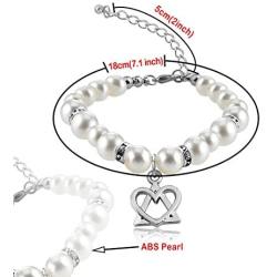 POTIY Adoption Bracelet Adoption Symbol Charm Pearl Bracelet for Adoptive Mom Foster Mom Earrings Stepdaughter Stepmother Jewelry