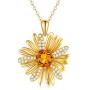 BEBEWO You are My Sunshine-10K 14K 18K Yellow Gold Rainbow Pendant Necklace, Sun Flower Necklace, Gold Sun Necklace Inspirational Gold Necklace Jewelry for Women/Birthday