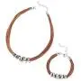 Shop LC Faux Leather Cord Spiral Stainless Steel 7'' Cuff Bracelet Choker Necklace Tribal Boho Prom Jewelry Sets for Women Mothers Day Gifts 16'' Adjustable Lobster Claw (Blue/Black Beige)
