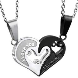 Highven Couple Necklace Bracelet Set I Love Necklace Love Heart Crown Necklace BFF Bracelet Couple Gift
