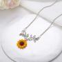 NICEMOVIC Sunflower Pearl Necklace Sweet Resin Daisy Flower Choker Necklace Leaf Pendant Necklace Fashion Jewelry Gift for Women and Girls.(Silver)