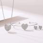 MILATU Silver Jewelry Set for Women Halo Pendant Necklace Stud Earrings Bracelet with Cubic Zirconia Girls Gift