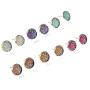 Druzy Quartz Stud Earrings Set 12mm Round Silver Sparkly Crystal Rhinestone Ear Studs Pierced Jewelry for Women Girls 6 Pairs/Set