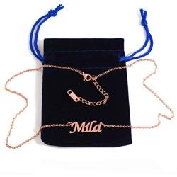 Mila Name Necklace 18ct Rose Gold Plated Personalized Dainty Necklace - Jewelry Gift Women, Girlfriend, Mother, Sister, Friend, Gift Bag & Box