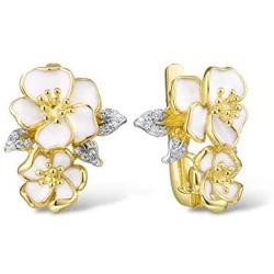 Santuzza Orchid Dangle Earrings 925 Sterling Silver Elegant White Flower Glamorous Enamel Earring For Women