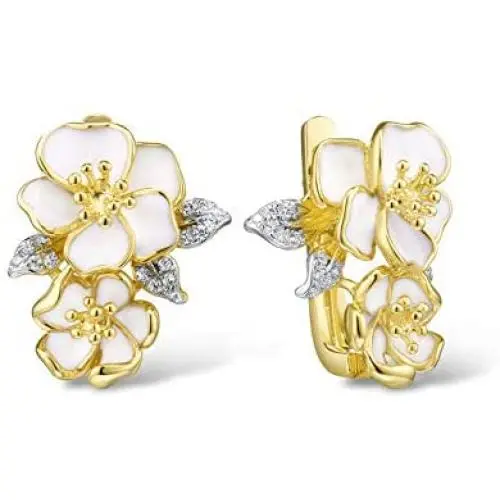Santuzza Orchid Dangle Earrings 925 Sterling Silver Elegant White Flower Glamorous Enamel Earring For Women Santuzza Orchid Dangle Earrings 925 Sterling Silver Elegant White Flower Glamorous Enamel Earring For Women