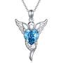 AOBOCO Guardian Angel Wings Sterling Silver Angel Wings with Blue Heart Embellished with Crystals from Swarovski Birthday Christmas Jewelry Gifts Ideas