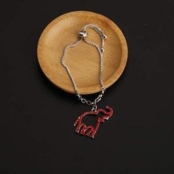 AKTAP DST Jewelry Greek Sorority Gift Delta Sigma Theta Red Elephant Bracelet Delta Sorority Keychain for Women Girls