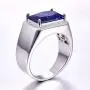 BONLAVIE Mens Halo Engagement Rings 7.0ct Radiant Cut Created Blue Sapphire Solid 925 Sterling Silver Eternity Wedding Band Size 5-14 BONLAVIE Mens Halo Engagement Rings 7.0ct Radiant Cut Created Blue Sapphire Solid 925 Sterling Silver Eternity Wedding Band Size 5-14