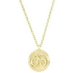 Spoil Cupid 14K Gold Plated 925 Sterling Silver Matte Finish Yoga Aum Om Ohm Sanskrit Yogi Spiritual Harmony Pendant Necklace,18''