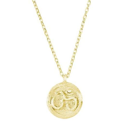 Spoil Cupid 14K Gold Plated 925 Sterling Silver Matte Finish Yoga Aum Om Ohm Sanskrit Yogi Spiritual Harmony Pendant Necklace,18''