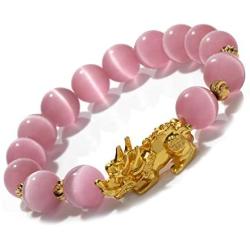 Prime Feng Shui Bracelet Natural Tiger Eye Bead Bracelet with Gold Plated Pi Xiu/Pi Yao Attract Wealth and Good Luck Amulet Gift