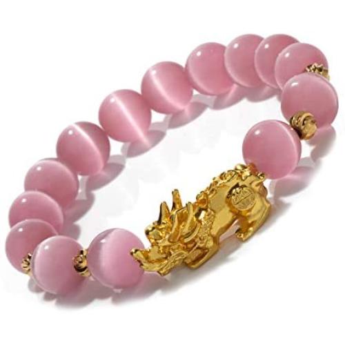Prime Feng Shui Bracelet Natural Tiger Eye Bead Bracelet with Gold Plated Pi Xiu/Pi Yao Attract Wealth and Good Luck Amulet Gift