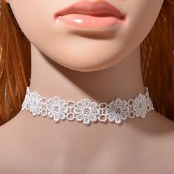 YienDoo Boho Necklace Fashion Sweet Style Lace Choker Elf Girl Lace Flower Necklace Jewelry for Women and Girls (White)