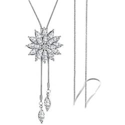 Zealmer Women Long Rhinestone Imitaion Pearl Sweater Necklace