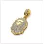 Nsitbbuery Hip Hop Plated 18K Gold Iced Out Ape Head Tag Pendant Chain Necklace