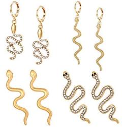 Gold Snake Earrings Stud for Women Personalized Animal Snake Hoop Earrings Punk Cobra Serpent Statement Drop Dangle Earrings Jewelry Set
