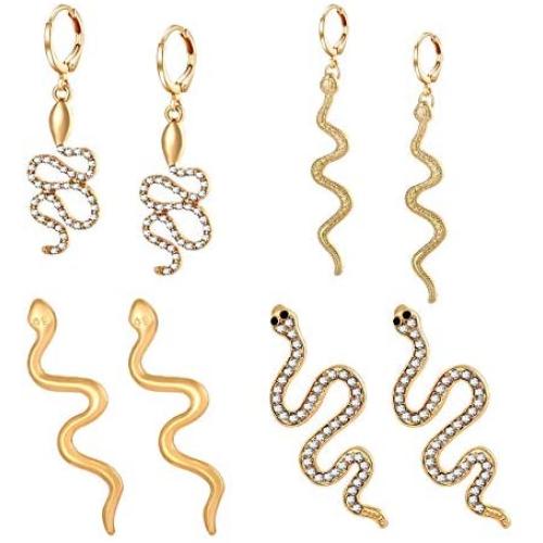 Gold Snake Earrings Stud for Women Personalized Animal Snake Hoop Earrings Punk Cobra Serpent Statement Drop Dangle Earrings Jewelry Set
