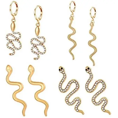 Gold Snake Earrings Stud for Women Personalized Animal Snake Hoop Earrings Punk Cobra Serpent Statement Drop Dangle Earrings Jewelry Set Gold Snake Earrings Stud for Women Personalized Animal Snake Hoop Earrings Punk Cobra Serpent Statement Drop Dangle Earrings Jewelry Set