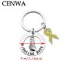 CENWA Yellow Awareness Keychain Yellow Rhinestone Ribbon Charm Cancer Awareness Jewelry Gift for Endometriosis/Bladder Cancer/Suicide Prevention/Bone Cancer