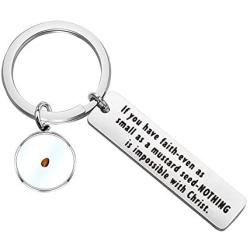 SEIRAA Mustard Seed Keychain Christian Jewelry Motivational and Religious Gift for Loved Ones If You Have Faith as Small as a Mustard Seed Keychain