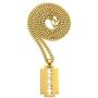 Shiny Jewelers USA Mens Hip Hop Polished Razor Blade Pendant 24'' Box Rope Cuban Chain Necklace