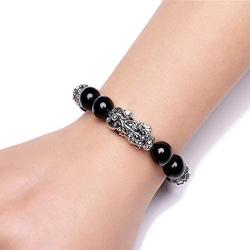 ZenBless Fengshui Black Obsidian Wealth Bracelet Pi Xiu Prosperity Pi Yao Bracelet Mantra Bead Bracelets Attract Wealth and Good Luck
