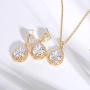 Mycitta Bridal Jewelry Set for Wedding - 18k Plated Teardrop CZ Crystal Cubic Zirconia Rhinestone Necklace Earrings Set for Bride Bridesmaids Mother of Bride Party Prom Birthstone Costume Jewelry