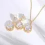 Mycitta Bridal Jewelry Set for Wedding - 18k Plated Teardrop CZ Crystal Cubic Zirconia Rhinestone Necklace Earrings Set for Bride Bridesmaids Mother of Bride Party Prom Birthstone Costume Jewelry