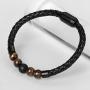 Ckysee 7 Chakra Lava Rock Bracelet Healing Balancing Genuine Leather Bracelets with Magnetic Clasp Tiger Eye Agate Howlite for Men