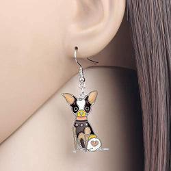 NEWEI Enamel Alloy Cute Unique Chihuahua Dog Earrings Drop Dangle Fashion Animal Jewelry For Women Girls Gift Charms