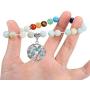 Jovivi 7 Chakras Healing Crystal Bracelet Natural Round Stone Beads Yoga Balancing Quartz Jewelry Tree of Life Tumbled Gemstone Stretch Bracelet w/Gift Box