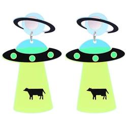 FENICAL UFO Earring Exaggerated Earring Acrylic Earring Drop for Woman Girls Ladies 1Pair