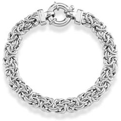 Miabella 925 Sterling Silver Italian 9mm Classic Byzantine Link Chain Bracelet for Women 7, 7.25, 7.5, 8 Inch Handmade in Italy