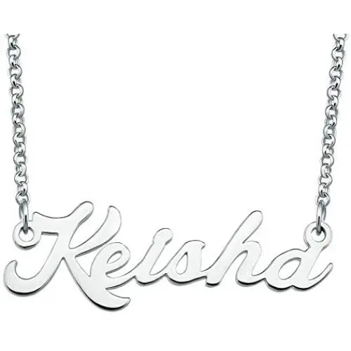 LoEnMe Jewelry Keisha Name Necklace Custom Personalized in Silver Plate Gift for Women Girls Couple LoEnMe Jewelry Keisha Name Necklace Custom Personalized in Silver Plate Gift for Women Girls Couple