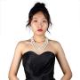Kalse 3 Strands 4mm Simulated Pearl Choker Chunky Bib Necklace 17 18 19 inch