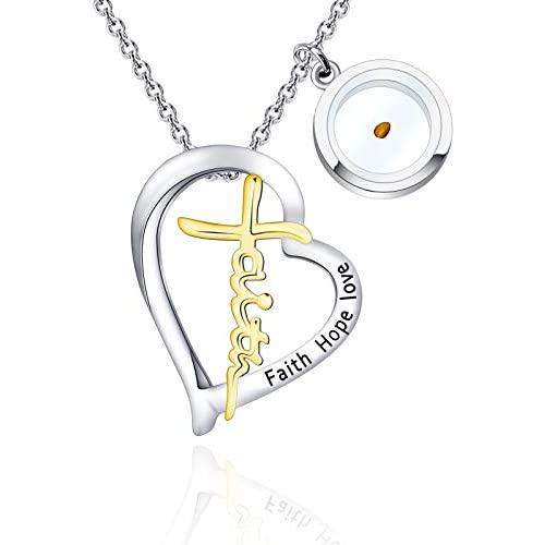 BLEOUK Mustard Seed Pendant Necklace Faith Necklace Christian Gift for Women Girls Mustard Seed Gift Faith Help Love Jewelry Inspirational Christian Gift