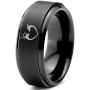 Hunter Celtic Spiritual Deer Antler Heart Ring - Tungsten Band 8mm - Men - Women - 18k Rose Gold Step Bevel Edge - Yellow - Grey - Blue - Black - Brushed - Polished - Wedding - Gift Dome Flat Cut