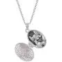 In Season Jewelry 925 Sterling Silver Cubic Zirconia Pink Locket for Girls Oval Photo Necklace 16''