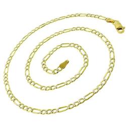 925 Italian Sterling Silver 3mm - 10.5mm Solid Figaro Diamond Cut Chain, FREE Microfiber Cloth, ITProLux Yellow Gold Plated Pave Link Necklace & Bracelet, Giorgio Bergamo