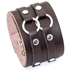 Nsitbbuery Hip Hop Alloy Cuff Wristband Wide Leather Bracelet