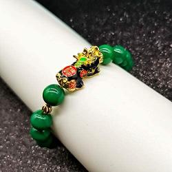 Homelavie Feng Shui Pixiu Bracelet 10mm Amulet Dragon Natural Stone Beads Bracelet Attract Wealth Money and Good Luck