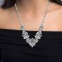 Steve Madden Silver-Tone Flower Cluster Design Bib Statement Rhinestone Necklace for Women