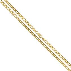14K Solid Gold 2mm Figaro 2 + 1 Link Chain Necklace, 16'' - 30''