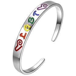 beautlace LGBT Bracelets 18K Gold/Silver/Black Gun Plated Gay & Lesbian Pride Bracelet Charm Jewelry for Men and Women KB0006