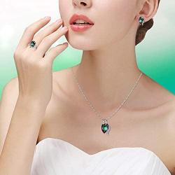 Uloveido Fashion Wedding Anniversary Jewelry Set for Women Red Purple Crystal Necklace Studs Ring Jewelry Set for Girls T300