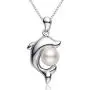 Dolphin Pearl Necklace with 5-6mm Freshwater Cultured Pearl 925 Sterling Silver Chain Dolphin Jewelry for Women - VIKI LYNN