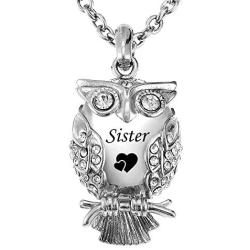 Classic Owl Cremation Urn Pendant Keepsake Necklace & Fill Kit Ashes Stainless Steel